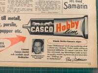 Retro-annons &rdquo;Casco Hobbylim &ndash; Hemmets stora lim&rdquo; fr&aring;n 1953