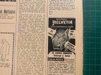 Den h&auml;r annonsen publicerades i tidningen &rdquo;SE&rdquo; den 25 juni 1953.  Tidnings-sidan &auml;r 235 mm bred och 315 mm h&ouml;g.   Annonsen &auml;r 55 mm bred och 125 mm h&ouml;g och har texten &rdquo;Ber&ouml;mda Helvetia Sj&auml;lvuppdragande. 21 rubiner. End 20:- pr m&aring;nad. Incabloc st&ouml;tskydd. Hypermodernt helautomatiskt herrur. M&auml;rke Helvetia. Sj&auml;lvlysande&rdquo;. 