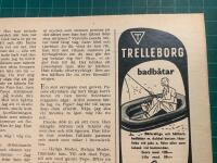 Retro-annons &rdquo;Trelleborg Badb&aring;tar &ndash; idealiska vid jakt och fiske&rdquo; fr&aring;n 1953