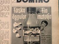 Retro-annons &rdquo;F&auml;rska &auml;ggulor. Fin matolja. Brio Salad-Dressing&rdquo; fr&aring;n 1953