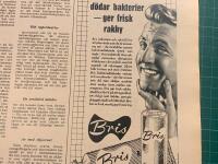 Retro-annons &rdquo;Bris rakmedel &ndash; d&ouml;dar bakterier &ndash; ger frisk rakhy&rdquo; fr&aring;n 1953