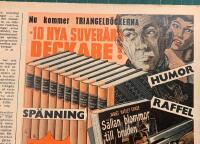 Retro-annons &rdquo;Nu kommer Triangelb&ouml;ckerna &ndash; 10 nya suver&auml;na deckare!&rdquo; fr&aring;n 1953