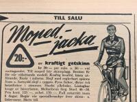 Retro-annons &rdquo;Mopedjacka av kraftigt getskinn fr&aring;n V&auml;rnamo&rdquo; fr&aring;n 1953
