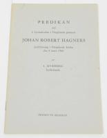 Predikan vid f. kyrkoherden i F&auml;rgelanda pastorat Johan Robert Hagners jordf&auml;stning i F&auml;rgelanda kyrka den 8 mars 1960