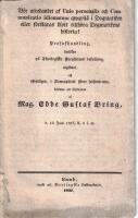 B&ouml;r utredandet af unio personalis och communicatio idiomatum qwarst&aring; i dogmatiken eller f&ouml;rklaras blott tillh&ouml;ra dogmatikens historia? Profafhandling, hwilken ... offentligen i domcapitlets st&ouml;rre sesions-rum kommer att f&ouml;rswaras af mag. Ebbe Gustaf Bring d. 16 juni 1837, kl. 9 f.m.