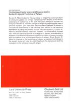 The Interplay of Social Science and Personal Belief in Gordon W. Allport&acute;s Psychology of Religion.