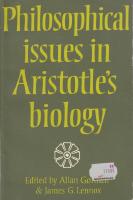 Philosophical issues in Aristotle's biology. 
