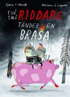 Tv&aring; sm&aring; riddare t&auml;nder en brasa