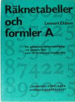 R&auml;knetabeller och formler A