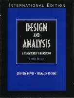 Design and Analysis: A Researcher's Handbook. Fourth Edition