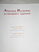 ABNORMAL PSYCHOLOGY. AN INTEGRATIVE APPROACH